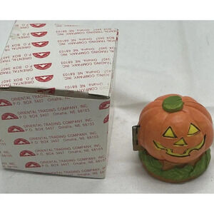 Vintage Oriental Trading Halloween Jack O Latern Ceramic Decoration 2” RARE